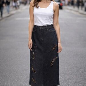 Joseph Ribkoff Black Embellished Midi Skirt